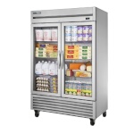 True T-49G-HC~FGD01 - Refrigerator, two-section, (2) glass doors, stainless steel front